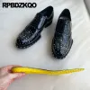 Schuhe Party echtes Lederstift Oxfords Patent Schwarz Gummi Spike Hochwertige Löwenzahn große Größe Luxusmarke Schuhe Männer echte Niete