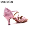 Schuhe Samisoler 2019 Neue lateinische Tanzschuhenballe -Tanz -Tanzschuhe rosa Strass Ballsaal Schuhe Latce Schuhe