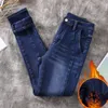 Tamaño de gran tamaño Skinny Woman Jeans Patchwork Patchwork Pitchwork Pantalter