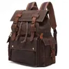 Мужской винтажный кожаный рюкзак с маслом и воском, холст большой вместимости, дорожная школьная сумка для ноутбука Mochila