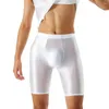 Herenshorts Gym Mid-rise Huidaanrakende Beschermende Heren Glanzend Ijs Zijde Fitnesslegging Sportkleding