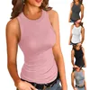 Camisetas para mujer, camiseta sin mangas de punto de verano 2024, blusa con letras y cuello redondo de Color sólido para mujer, ropa informal femenina