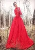 Manches longues robes de bal rouge robe de soirée en dentelle robe de bal robe de fiançailles formelle grande taille robe de soirée vestido de festa longo7072723