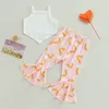 Clothing Sets Baby Kid Girls Pants Set Sleeveless Camisole With Wave Sun Stars Print Flare