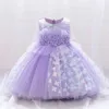 Fleur d'été blanc mariage bébé filles robes enfant en bas âge né baptême 1er anniversaire arc dentelle princesse robe fête enfant vêtements 240322