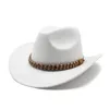 Vintage kobiety mężczyzn w stylu etnicznym zachodni kowbojski kapelusz szeroki dżentelmen dżentelmen Jazz Cowgirl Cap Party Cloche Sombrero Panama 240311