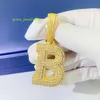 Barato strass hip hop alfabeto colar prata esterlina moissanite colar