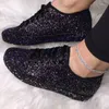 Casual Shoes 2024 Spring Women Sneakers Gold Silver Platform Women's Fashion Breathable Crystal Bling Lace Up Sport