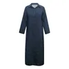 Casual Dresses Solid Denim Dress V Neck Long Sleeve Button Pocket Loose Maxi Temperament High End Vacation Party Outfits Vestidos