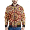 Jaquetas masculinas Retro Bohemian 3D Impresso Jaqueta Homens Coloridos Étnicos Floral Moletons Mangas Compridas Primavera Outono Bomber Zipper Casacos Tops