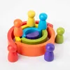 Sorting Nesting Stacking toys Wooden Rainbow Blocks Montessori Childrens Architecture Education Kindergarten Supplies Baby Natural Toys 24323