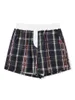 Women's Shorts Y2k Fashion Loose 00s Retro High Elastic Waist Plaid Short Pants Button Summer Casual Harajuku Streetwear