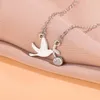 Halsketten mit Anhänger, glänzend, süßer Vogel, rund, einzelner Kristall, Taubentier