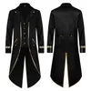 Men's Trench Coats Vintage Mens Punk Tuxedo Halloween Clothing Cosplay Long Sleeve Gold Border Overcoat Autumn Winter Medieval Coat Jacket