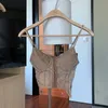 Sexy tanktop vrouwen pure verlangen hot girl camisole veer nieuwe stijl holle ontwerp binnen en buiten slijtage mooie rug slank fit voorste knop ondergoed