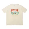 Xiaozhong Meichao Rhude Sunset Beach Motif agréable imprimé en coton double fil décontracté T-shirt ample à manches courtes pour hommes et femmes