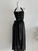Sukienki swobodne francuska elegancja sukienka kantarska cienka moda vintage czarna impreza wieczorna bez rękawów kpop Gothic 2000s estetyczna wysoka jakość