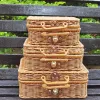 Baskets Suitcase Rattan Storage Box Basket Woven For Picnic Outside Party Travel Living Room Clothes Toy Wooden Seagrass Baskets Wicker