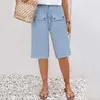 Damesbroek Effen zomershorts met knoopsluiting en dubbele zak met veters Casual broek voor fijne vrouw Dunne streetwear Ropa Para Mujer