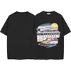 メンズTシャツの識別市場通貨rhudeレターポスター印刷夏の新しいカップルルース半袖Tシャツトレンド