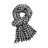 Écharpes femmes écharpe blanche noire plaid à imprimé tassel