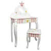 ファンタジーフィールズ - プリンセスカエルドレッシングテーブルとスツールセット、1つの引き出し、子供の贈り物、白いピンク、クラウン