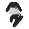 Clothing Sets Toddler Baby Boys Outfit Fall Winter Clothes Contrast Color Long Sleeve Sweatshirt And Elastic Pants