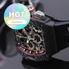 Hot RM Movement Wrist Watch Mens Watch RM65-01 Série RM6501 NTPT Black Carbon Fiber Dial 43.15*49,95mm Rastreamento duplo