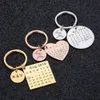 Personlig anpassad nyckelring graverad kalenderdatum Rostfritt stål Keyring Bröllopsdag för pojkvän Make Heart Gift 240309