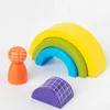 Sorting Nesting Stacking toys Wooden Rainbow Blocks Montessori Childrens Architecture Education Kindergarten Supplies Baby Natural Toys 24323