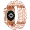 FRAN-11BD Kobiet biżuterii Pasek ze stali nierdzewnej do zegarków 7 4 3 Pearl Diamentowa bransoletka dla pasm iwatch SE 6 5 38-44mm 240311