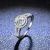 Anelli a grappolo AETEEY Anello con diamante reale Moissanite Rotondo a forma di V Puro argento sterling S925 per le donne Gioielleria raffinata