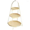 Jewelry Pouches Baskets Tier Rack Fruit Bread Food Storage Kitchen Decorate Round Plate Stand Container Three Layers