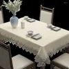 Toalha de mesa impermeável resistente a óleo e lavável toalha quadrada retangular renda chá branco