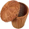 Cestas cesta tecido lixo pode imitação de resíduos de papel diversos lavanderia armazenamento de lixo decorativo rattan recipiente redondo vime bin