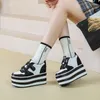 Casual Schoenen Krasovki 12 cm Lente Cowboy Platform Wedge Hoge Merk Synthetische Koe Lederen Laars Enkel Vrouwen Herfst Chunky Sneaker