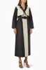 2022 Stylish Color Block Long Coat Classic Belted Ladies Modern Design Two-Tone Womens Trench