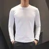 メンズTシャツソリッドロングスリーブソリッドボトムシャツスリムオネックスムースラーズ秋の白い黒いブラックサイズカジュアルフル240315