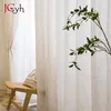 Modern Linen Look Beige Sheer Window Curtain for Living Room Bedroom European Style Natural Solid Tende Contias Drapes Firany 240322