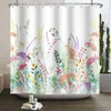 Shower Curtains Spring Flower Butterfly Botanical Curtain And Bathtub Decor For Bathroomn Partitions Washable Waterproof Fabric