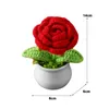 Kwiaty dekoracyjne DIY Ręcznie tkane symulację garnka Kwiat Rose Rose Rośliny Nić Gwint Kosząta Gotowy Bonsai Ornament