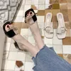 Slippers Clear Shoes White Low Heel Summer 2024 Slides Job Outside Transparent Women's And Ladies Sandals Chic Elegant Clappers