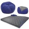 Cordaroy Chenille Bean Bag Chair、Bean Bagからラウンジチェアへの転換可能な折りたたみ式、Shark Tank、Navy Blue-フルサイズ