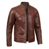 Fjackets Cafe Racer Jacket Men - Real Lambskin Leather Biker Motorcykeljackor för män