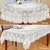 Table Cloth 1 Pc Round/Rectangle Tablecloth White Lace Snowflake Pattern Wedding Dining Cover Home Christmas Party Decora