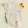 Ensembles de vêtements pour bébés filles, vêtements de printemps, 2 pièces, imprimé marguerite, manches longues, col ras du cou, survêtement, tenue de survêtement