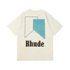Rhude24ss Модная футболка с принтом High Street Свободная мужская и женская футболка с круглым вырезом с коротким рукавом Модная