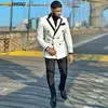 Fashion White Men Suits Slim Fit Double Breasted Blazer Pants 2 Pieces Tailormade Luxury Business Party Wedding Tuxedos för 240311