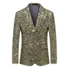 Silver Sequin Suit Jacket Mens Fashion Slim Dress Coat Wedding Party Print Jaqueta Gold Green Blue Terno Masculino M-5XL 6XL 240313