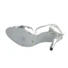 Chaussures de Danse Elisha Talon Personnalisable Femme Salsa Latin Salle de Bal Bout Ouvert Argenté avec Boucles Strass